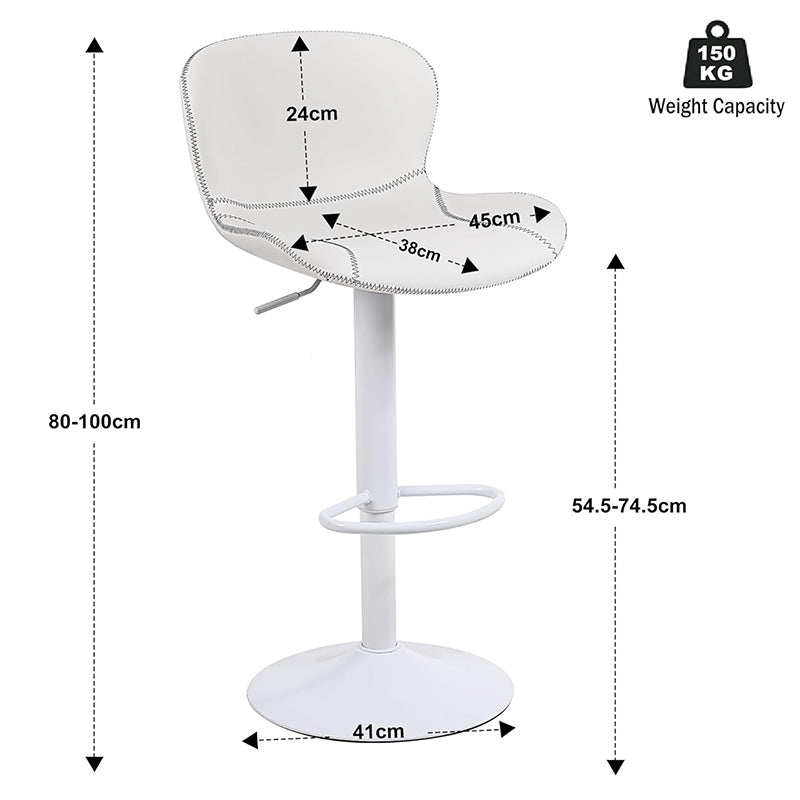 Barhocker mit Lehne - höhenverstellbar (weiß)