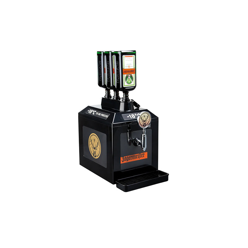 Jägermeister Tap Machine mieten Glühweinzapfanlage mit drei Flaschenkühlern und Zapfhahn in Schwarz