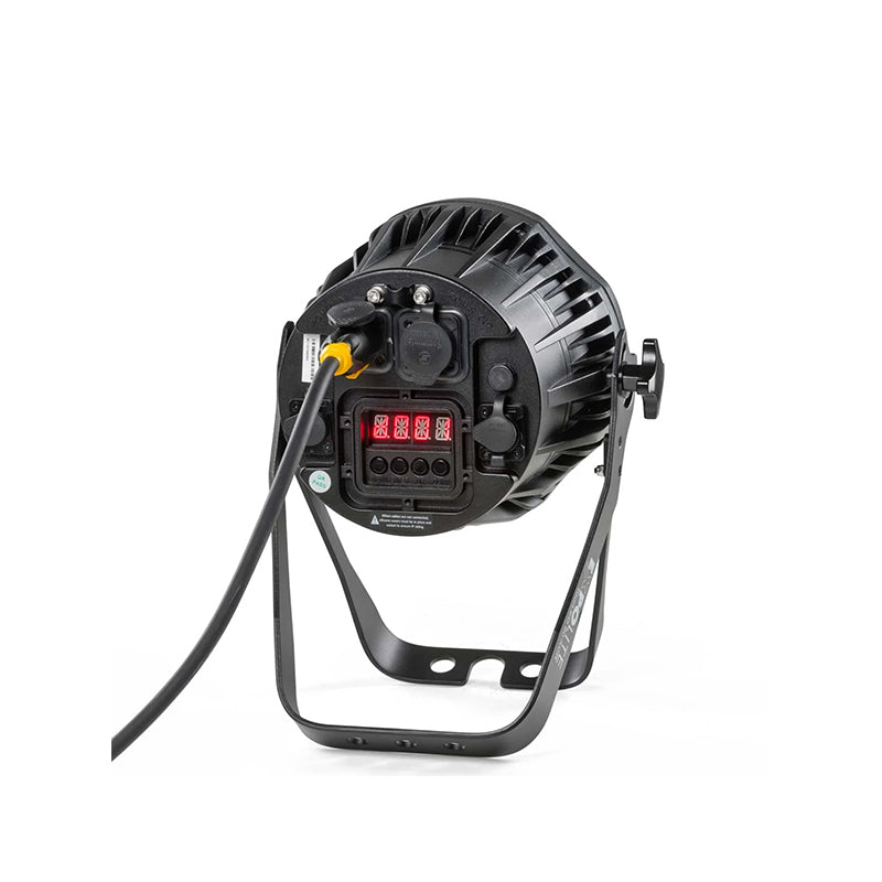Professionelle Lichttechnik für Veranstaltungen Wismar LED Scheinwerfer Rückseite mit Kabelanschluss und Steuerung