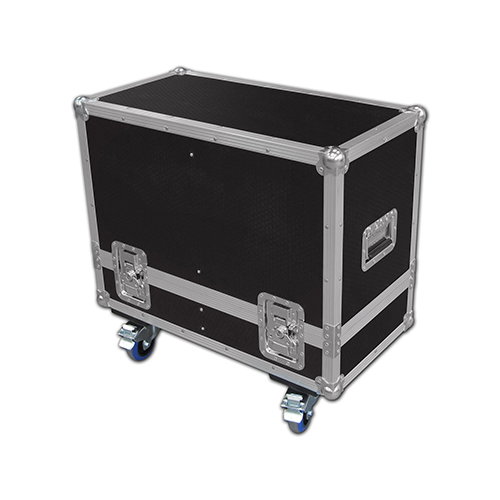 Schwarzer robuster Flightcase auf Rollen zum sicheren Transport von Audioequipment Nexo ID24T Lautsprecher mieten
