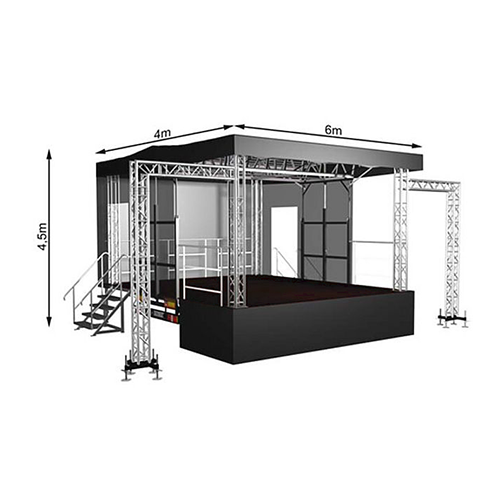Moderne Bühne mieten 6x4 Meter mit Überdachung und Treppe für Veranstaltungen