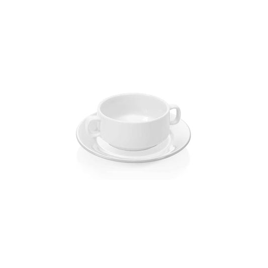 Weiße Suppentasse mit Untertasse mieten im klassischen Design für Veranstaltungen